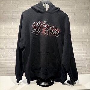 Six Flags Hoodie‎ Black Graphic Clown Joker Pullover Sweatshirt XL